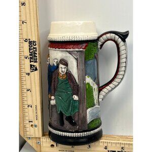 Vintage German Beer Stein Tavern Scene Relief Mug No Lid Barware Germany